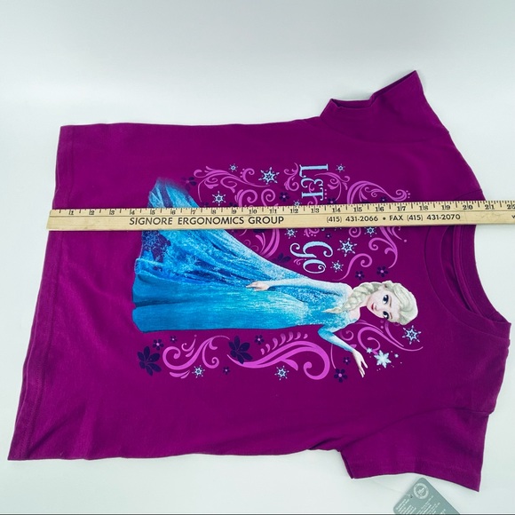 Disney Store Girls Size Large Elsa Frozen - "Let It Go" Short Sleeve T-Shirt - Picture 7 of 8